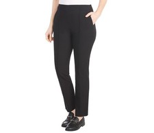 Women's Ponte Pull-On Mid Rise Slim Leg Pants Black S