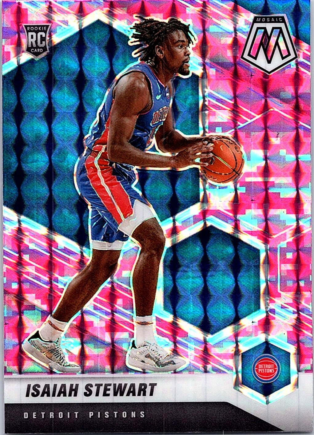 2020-21 Panini Mosaic #223 Isaiah Stewart Mosaic Camo Pink
