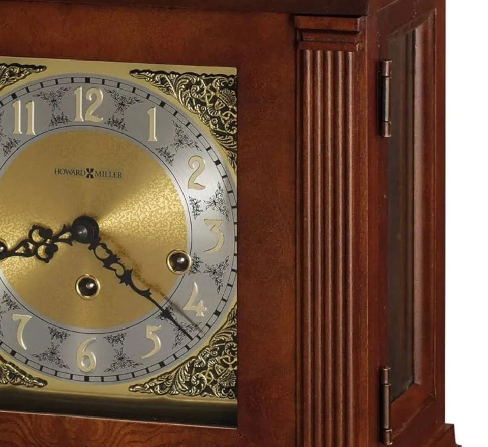 Reloj de sobremesa Howard Miller Westminster campana caja caoba esfera de latón movimiento Foto 3 de 4