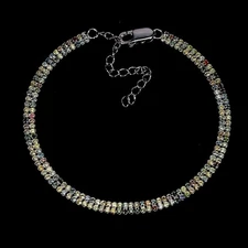 925 Sterling Silver Bracelet Sapphire Round Diamond Cut Gemstone Jewelry 7inches