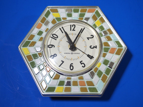 Vintage 1960s General Electric Telechron Mosaic Tile Clock Great Cond Updated GE