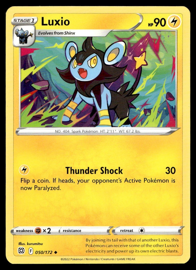 Luxio 50/172 Pokemon Card Brilliant Stars Uncommon 90 HP Near Mint UJ