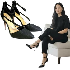 Jessica Simpson Piepper Black Animal Print D'Orsay Heel Shoes Women's Size 11