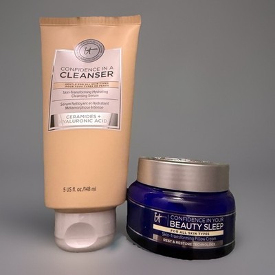 IT Cosmetics Confidence Cleanser & Beauty Sleep Cream Set, Ceramides, 5 fl oz
