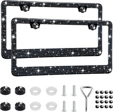 Bling License Plate Frames For Women 2 Pack Handcrafted Sparkly Rhinestone Car