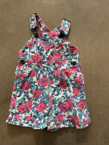 Vintage Day Sportswear Flower All Over Print Overalls Size 3t