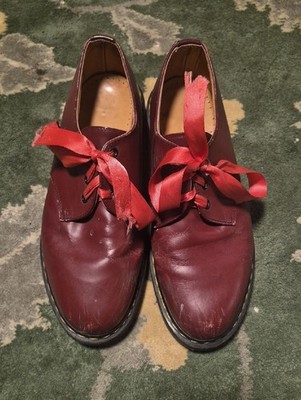 Dr. Martens Burgundy Leather Oxford with Red Ribbon Laces