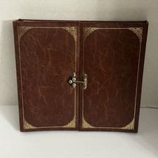 Vintage Brown Faux Leather Double Door Photo Album with Gold Trim  Latch