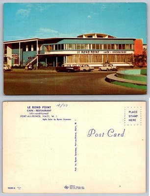 Vintage Le Rond Point Cafe Restaurant Port-au-Prince Haiti Postcard c.1960s