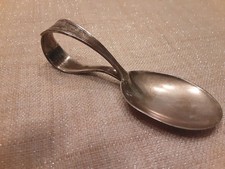 Antique Sterling Silver Curved Handle Baby Spoon