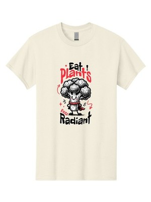 Eat-Plants-Be-Radiant Mens Graphic Tee,100% Cotton,Casual Summer Wear