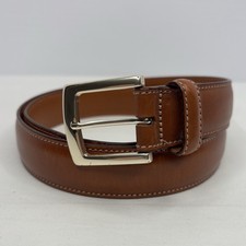 Brooks Brothers Mens Genuine Leather Dress Belt Sz 34 Brown Gold Buckle Italy