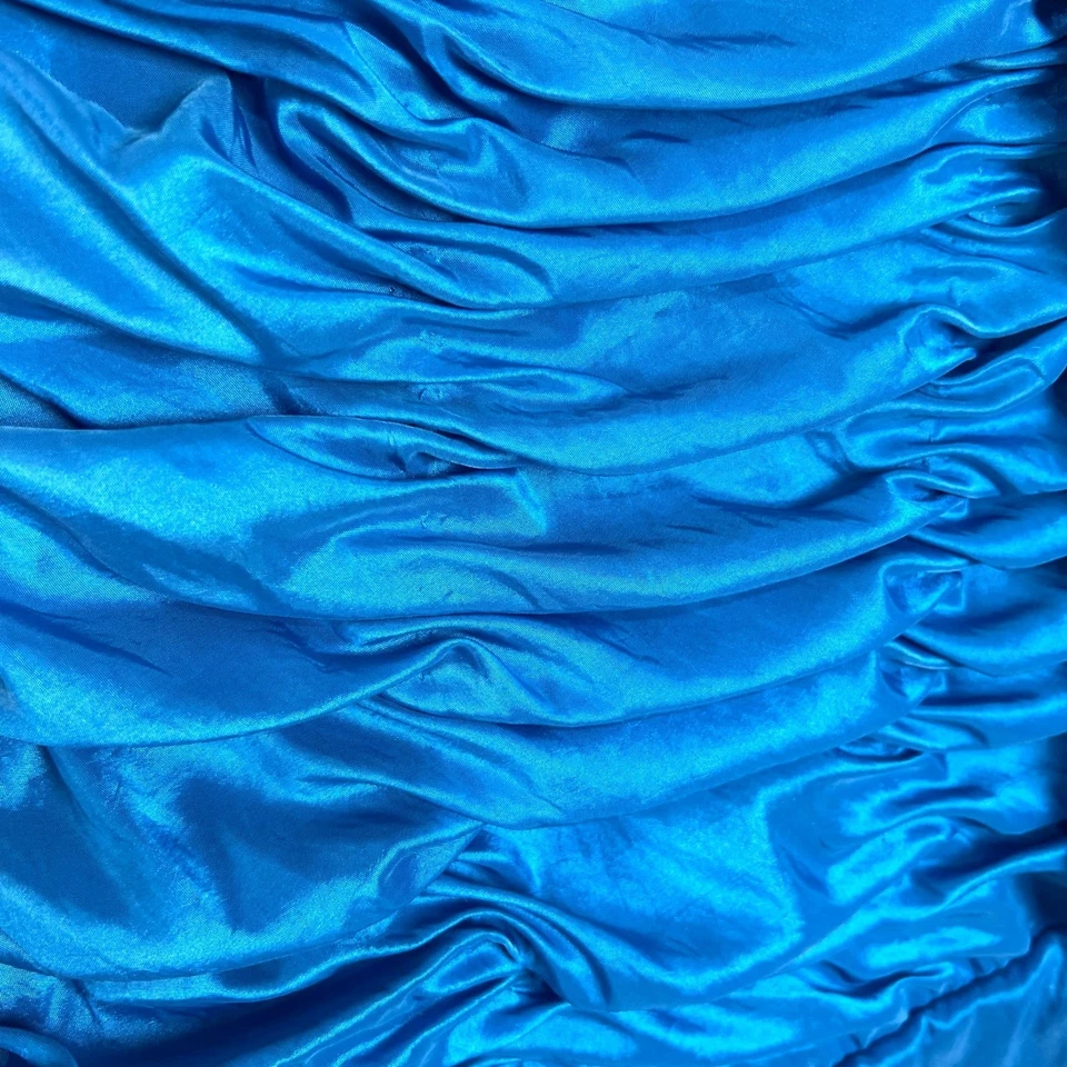 Vestido Jodi Kristopher Azul Sin Tirantes 5 Desfile Baile de graduación Acanalado Recoger Brillo Foto 4 de 4