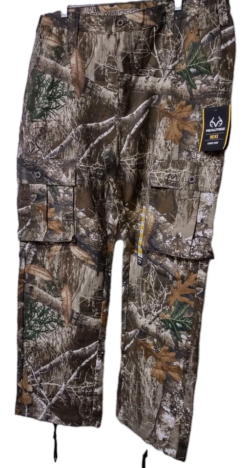 Realtree Camouflage Pants Men's Sz Large 36-38 Button Cargo Pockets Flex Fabric  - Image 2 of 4