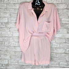 Juicy Couture Pajama Set Pink White Striped Logo Waistband Sleepwear XL