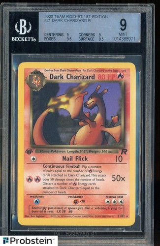 2000 POKEMON TEAM ROCKET 1ST EDITION #21 DARK CHARIZARD R BGS 9 MINT