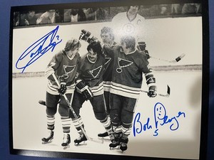 St. Louis BLUES Plager #5 SMILEY & UNGER #7 Signed w/ GASSOFF & TURK 8X10 COA