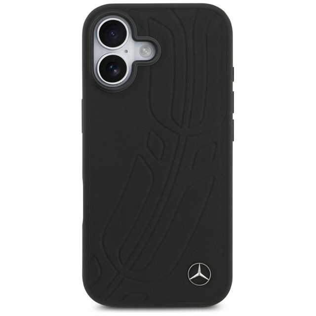 Mercedes iPhone 17 Hülle Case MagSafe Genuine Leather Large Laurel Leaves