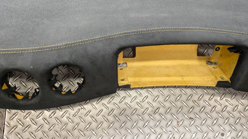 Ferrari 360 spider Upper Dashboard panel, upholstered on SUADE , YELLOW STITCHIN