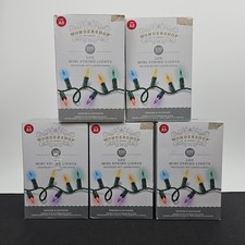 Lot of 5 Wondershop Target 100 LED Mini String Lights Multicolor Green Wire A5