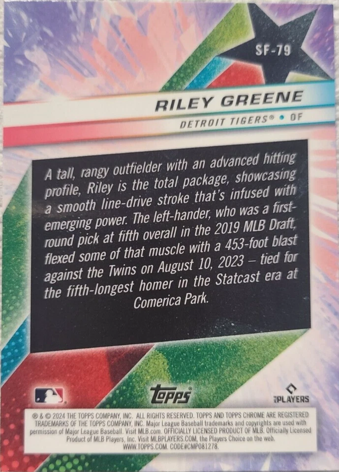2024 Topps Cosmic Chrome - Starfractor #SF-79 Riley Greene - Image 2 of 2