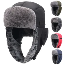 Men Winter Ear Flap Trapper Hat Face Mask Fur Aviator Thermal Warm Snow Ski Cap