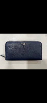 PRADA Blue Leather Saffiano Wallet