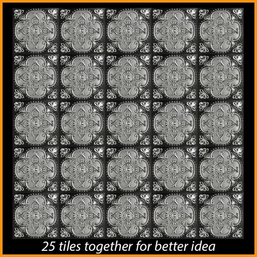 3D Tin Look PVC Glue Up/Drop In Ceiling Tiles 2x2 D1217 Antique Silver Pack/6 - Picture 2 of 2