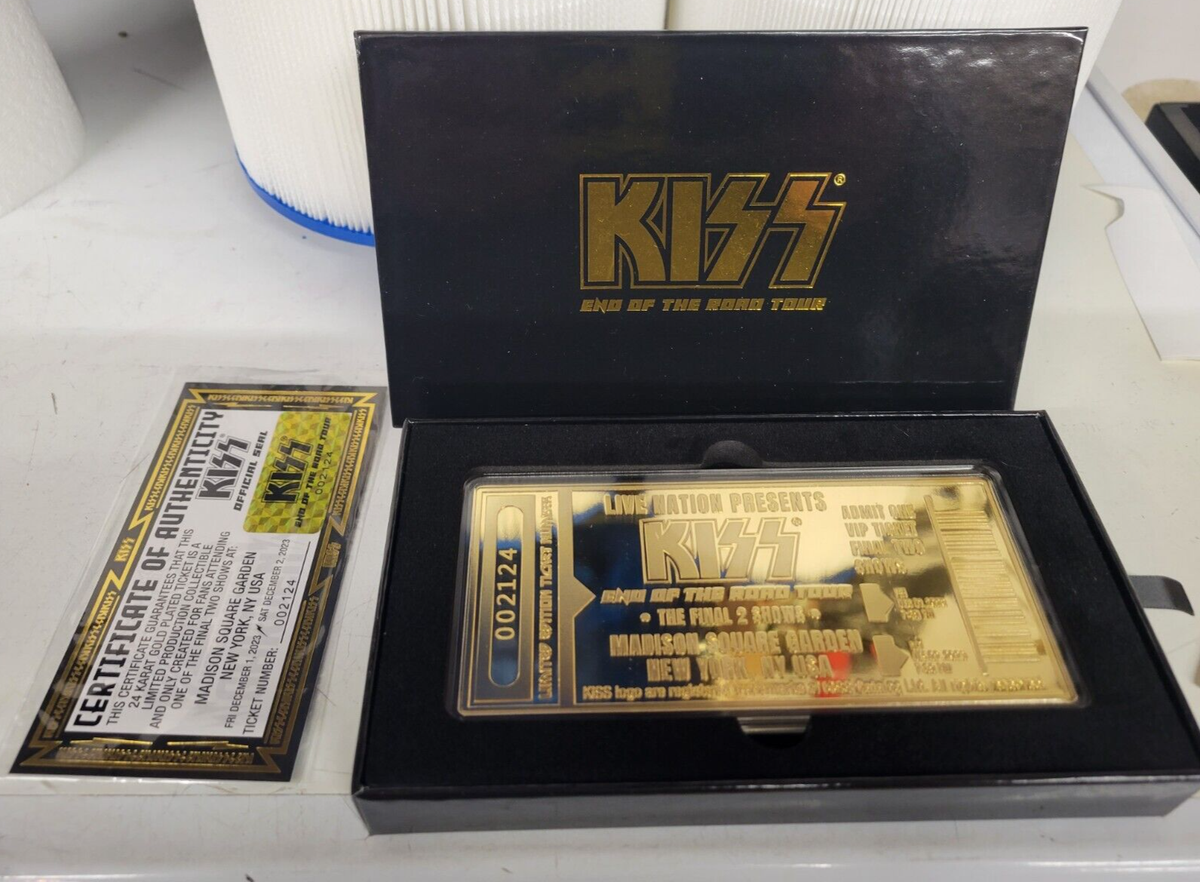 KISS END OF THE ROAD MSG GOLD TICKET 24k GOLD PLATED 12/2/23 SOLD