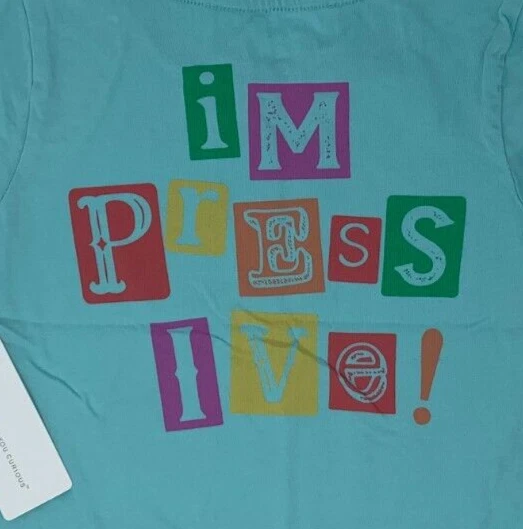 NUEVO CON ETIQUETAS Camisa de Historia Peek Girls 6-7 Azul Teal Prensa Impresión Gutenberg Manga Corta Foto 4 de 4