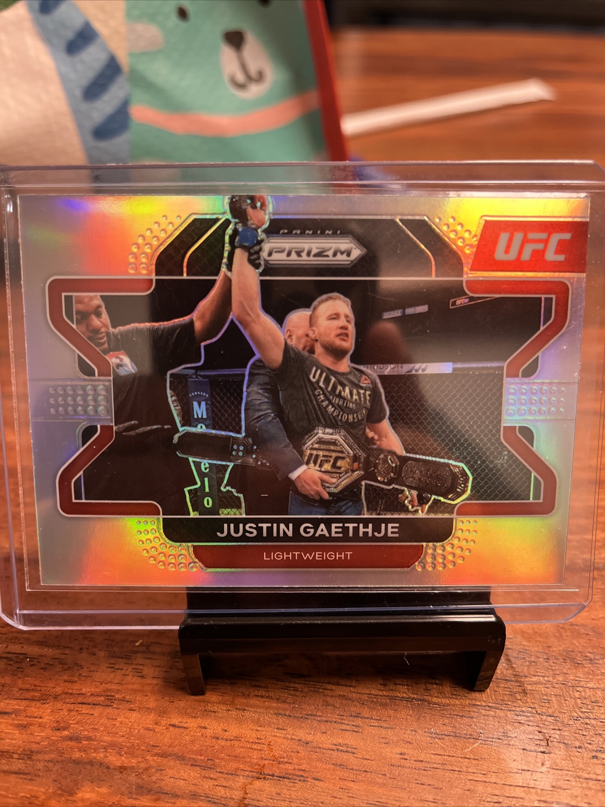 2022 Panini Prizm UFC #44 Justin Gaethje Silver Prizm Lightweight Card