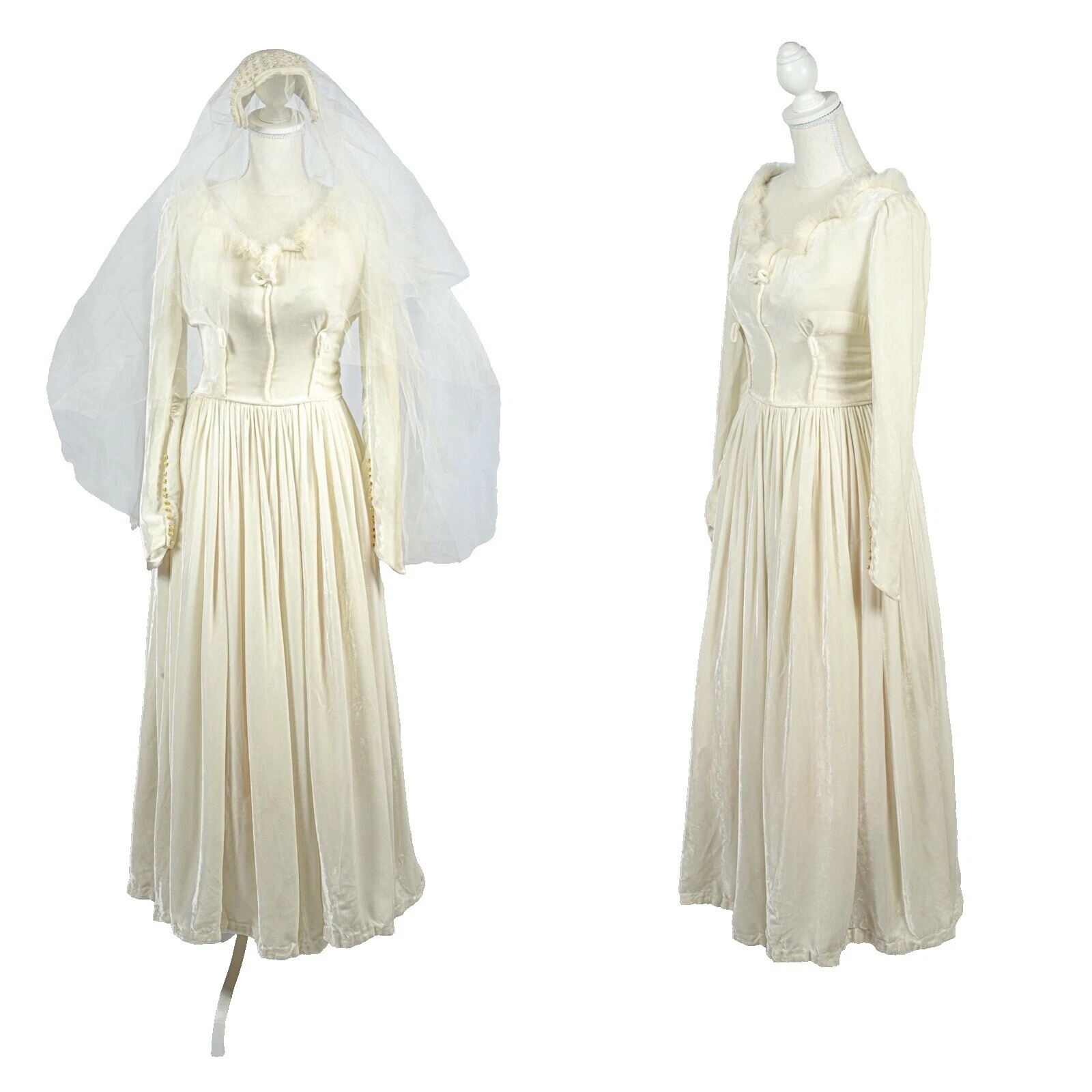 Art Deco 1930s década Vintage Vestidos de Novia y Velo para De mujer