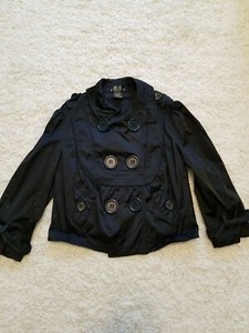 Girl's super fashionable black coat jacket sz 5 no label