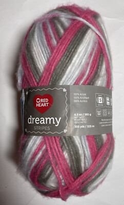 RED HEART DREAMY STRIPES yarn 1- Pk. SWEET DREAMS. I Combine Ship, NO LABEL.