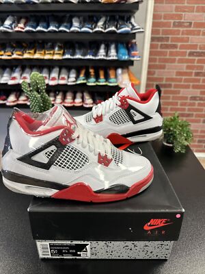 🔥 Nike Air Jordan 4 Retro Red Cement GS 408452-161 Size 5.5Y NEW