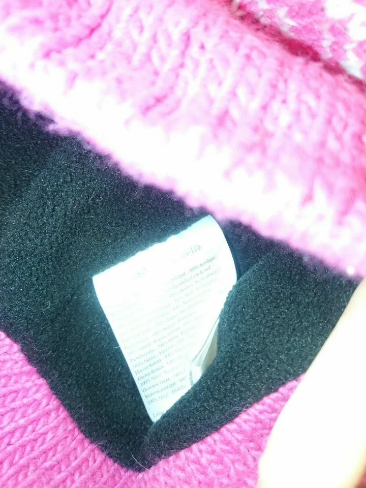 Niñas Rosa Bobble Sombrero Gorro Regata Forrado de Vellón Cálido Sombrero Pequeño Damas  Foto 3 de 4