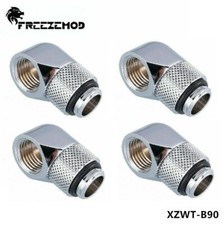 4 Pcs FreezeMod Angled 90 Degree G1/4 Rotary Fitting Male to Female ChromeSilver