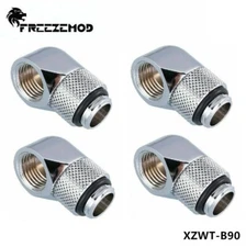 4 Pcs FreezeMod Angled 90 Degree G1/4 Rotary Fitting Male to Female ChromeSilver