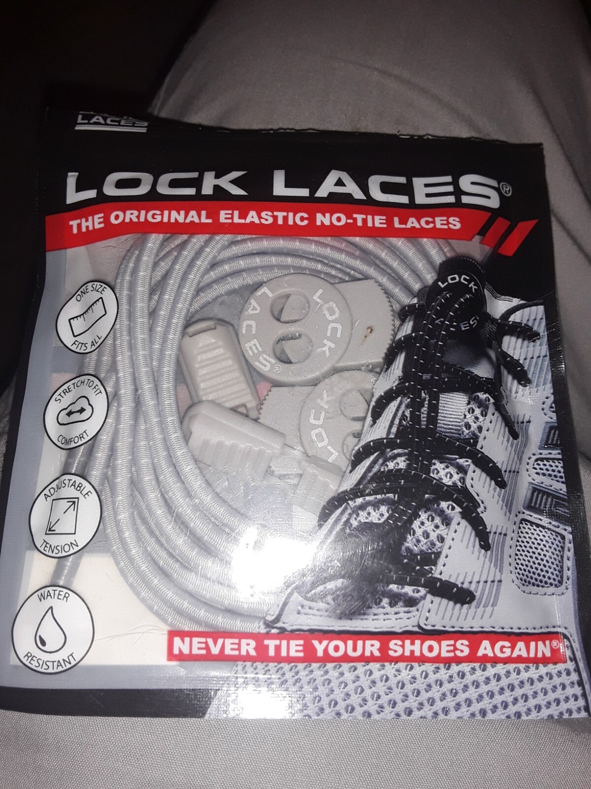 LOCK LACES Elastic Shoelace & Fastening System Gray 674740001018 eBay