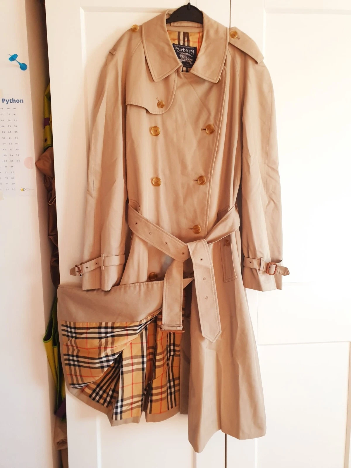 Burberry Trench Cappotto Uomo Vintage Beige Doppiopetto Haymarket MAC UK 48 Small
