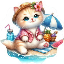 Wall decal sticker summer, beach and animal wall sticker 18 x 18 cm large