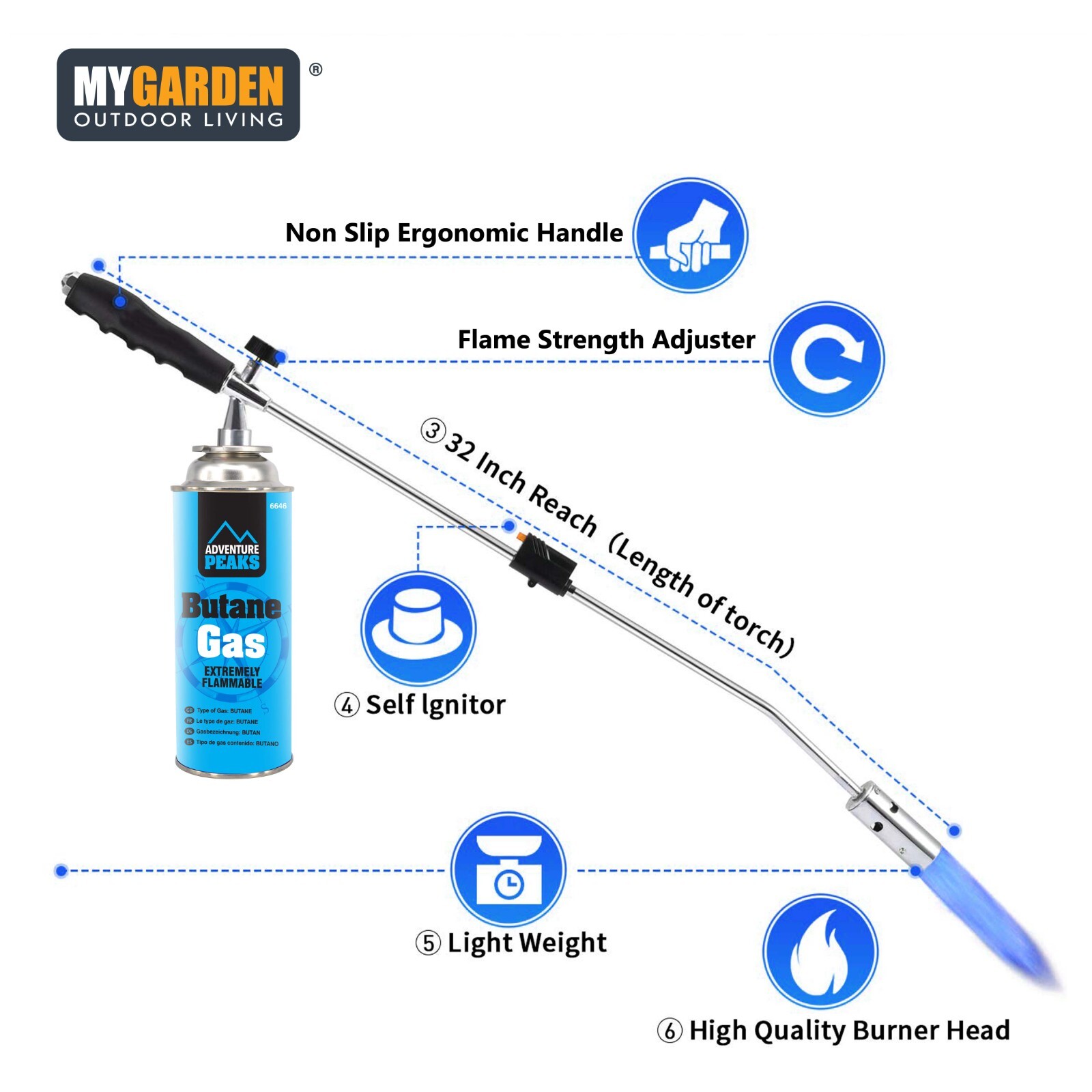 Weed Burner Moss Killer Wand Butane Gas Blowtorch Garden Outdoor Weeds