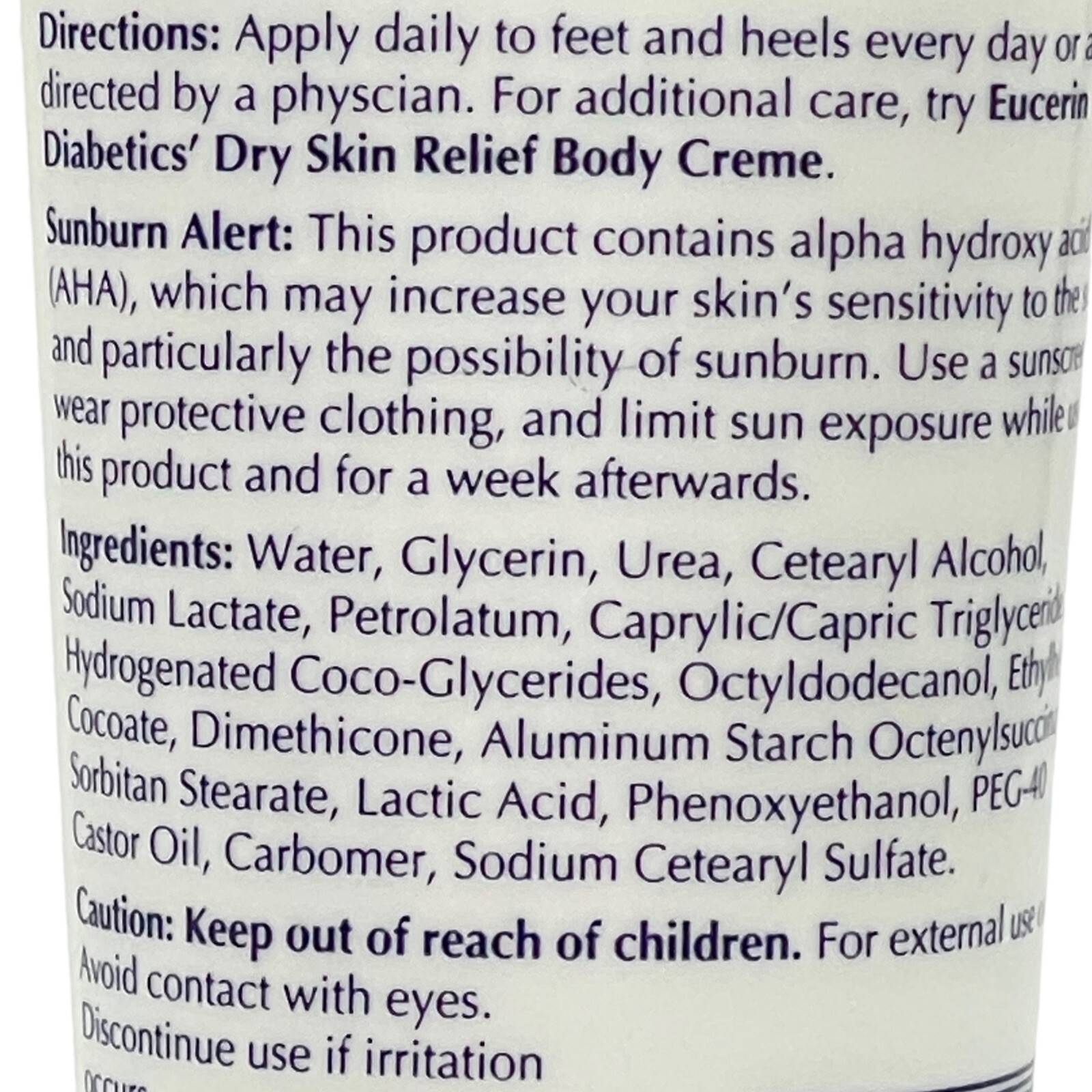 Eucerin Diabetics' Dry Skin Relief Foot Creme 3 oz Fragrance Free Cream