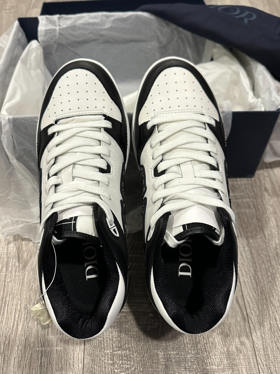 Dior B57 Mid Top Oblique Sneakers - Black/White EU Size 43