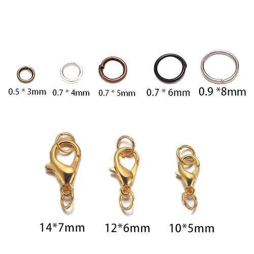 Juego de broches anillos de salto abiertos langosta collar pulsera conectores fabricación de joyas - Imagen 2 de 23