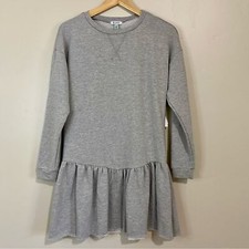 Susina Women’s Long Sleeve Ruffle Bottom Sweater Dress Grey Size XS NWT