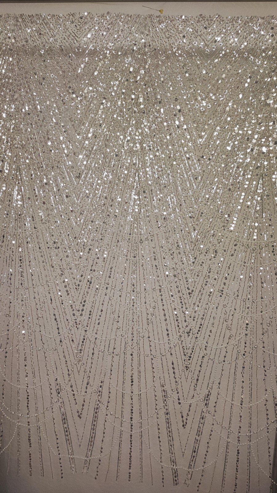 Tela bordada con lentejuelas perlas tela nupcial moda de noche tul marfil exclusivo