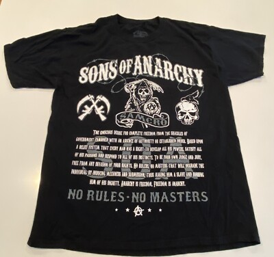 Sons Of Anarchy SAMCRO T-Shirt Large Black Reaper Graphic Tee No Rules