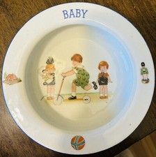 Adorable Vintage Child s Baby Feeding Bowl Ceramic Made in Czechoslovakia