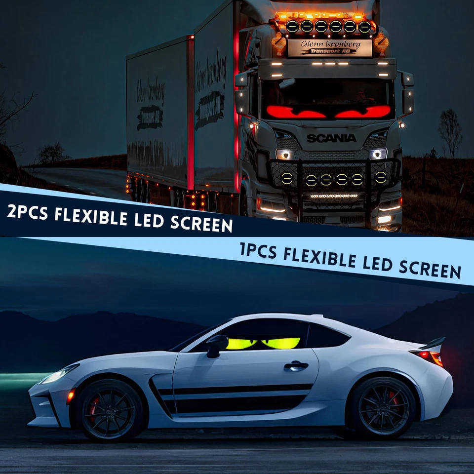 2x 60cm Lkw Devil's Eye Lampe LED-Bildschirm Auto-Augenlicht dynamisches Licht - Bild 3 von 4